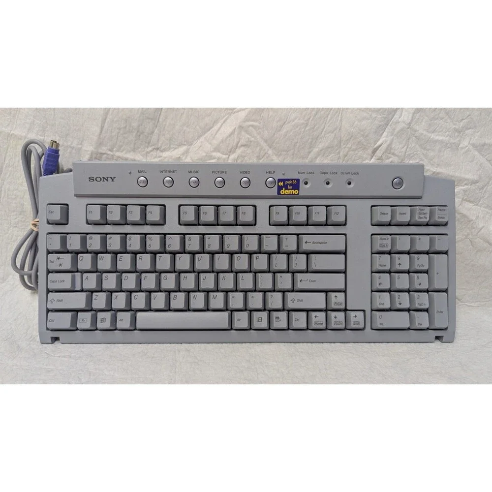 Vintage Very Good Condition Sony VAIO PS2 Wired QWERTY Computer Keyboard